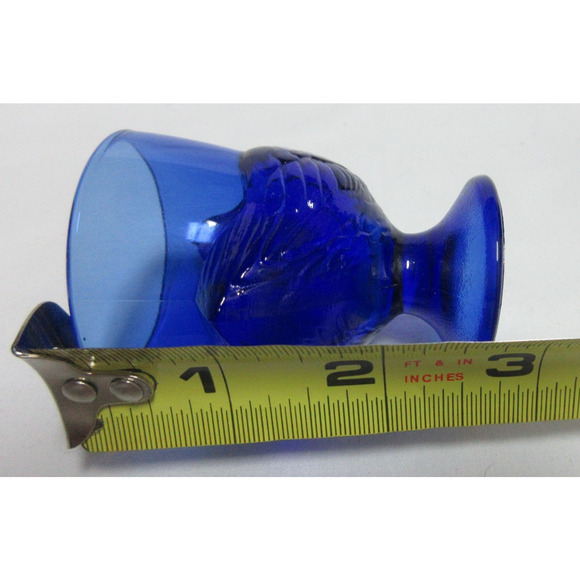 Set Of 2 Vintage Cobalt Blue Glass Chicken Hen Egg Cup Holders 3" Tall - Picture 5 of 5